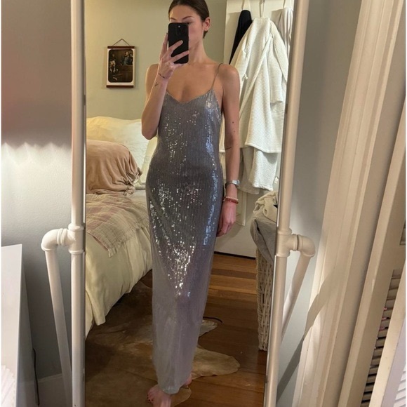 ZARA ~ Women's Blue and Silver Dress - Picture 13 of 16